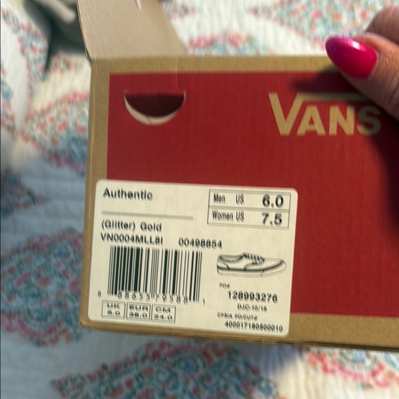 Vans Gold and White Sneakers Shimmering Canvas Low-Top - Picture 10 of 10